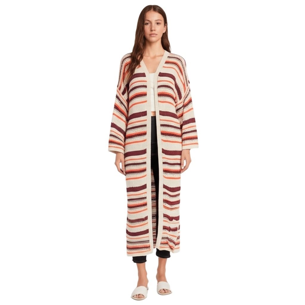 Torrid Multi Striped Open Front Longline Knit Boho Womens Size O